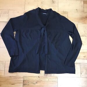 Daisy Fuentes Womens Black Open Tie Front Cotton Cardigan Sweater Size 3X